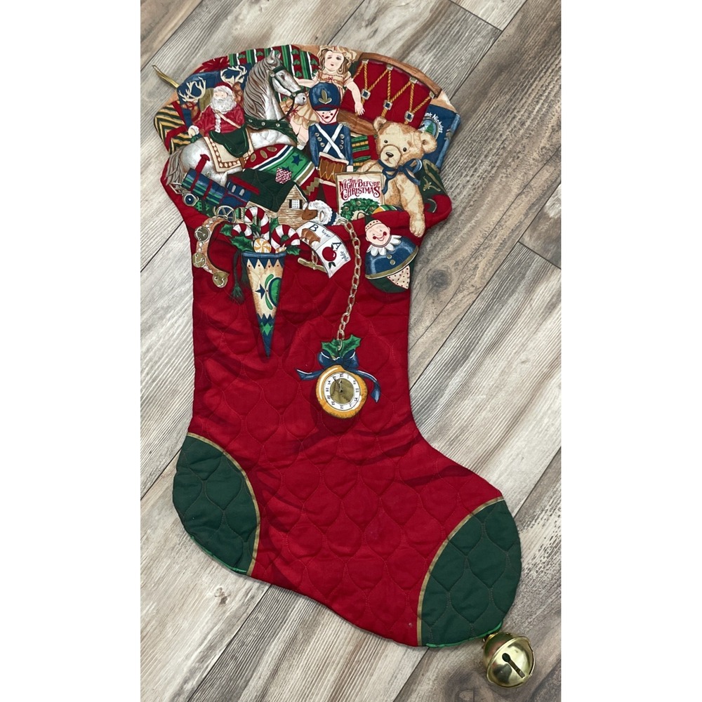 VINTAGE CRANSTON HANDCRAFTED JUMBO STOCKING NIGHT BEFORE CHRISTMAS WALL HANGING